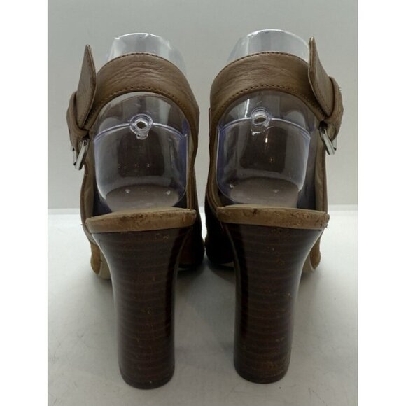 Miss Albright Peep Toe Sling Back Ankle Sandals Brown Leather Women's Sz 8M USA - Picture 4 of 9